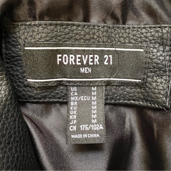 FOREVER 21 Jacket, Faux Leather Moto Black / Blue Size M - Picture 4 of 8